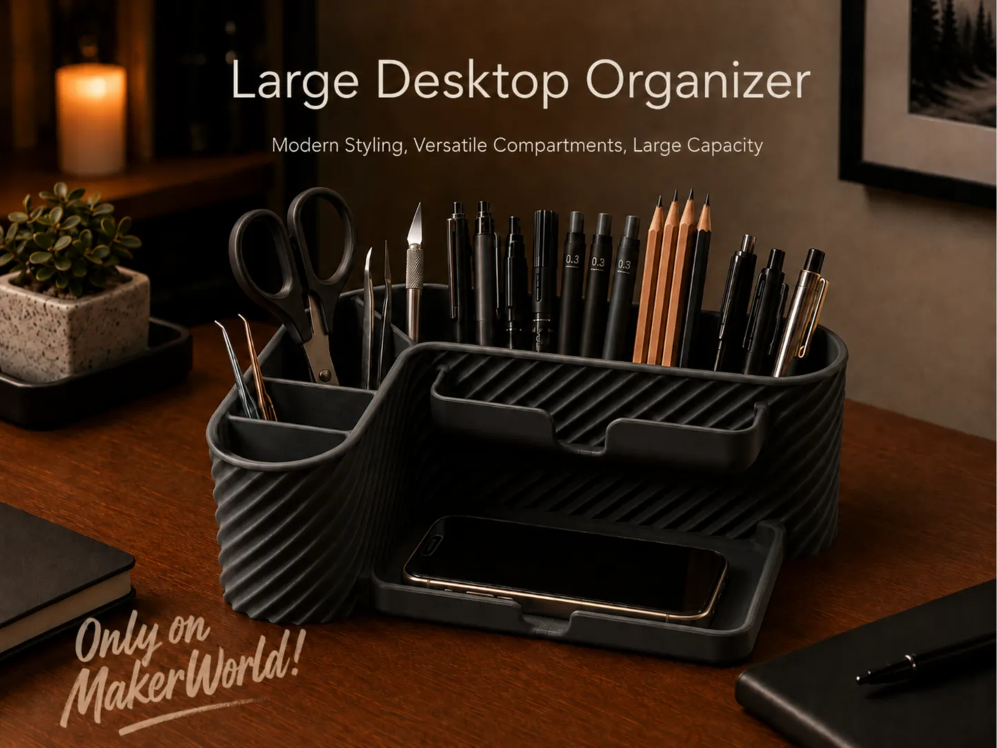 Grand Organisateur de Bureau - Design Spiralé