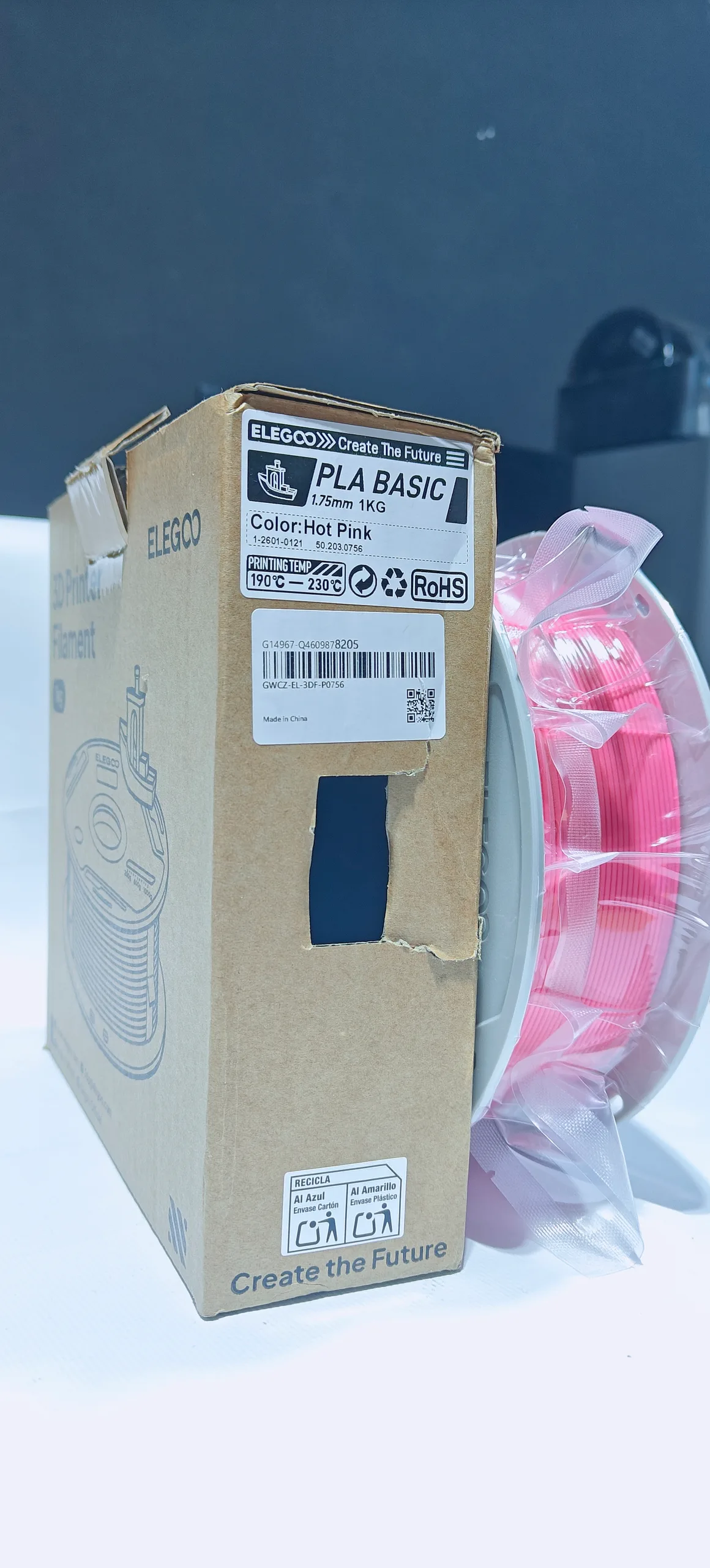Filament PLA BASIC Elegoo Hot Pink 1,75 mm – Bobine 1 kg
